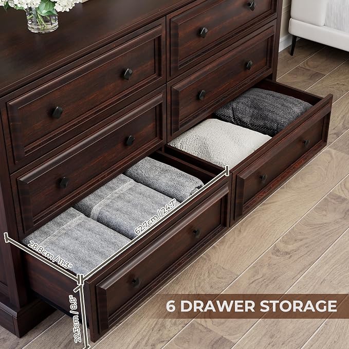 VVFLU Farmhouse 6 Drawer Dresser - Image 5