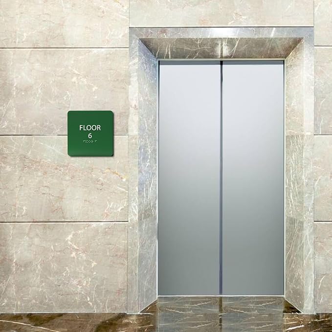 Clean Grey ADA Floor 6 Sign - Image 5