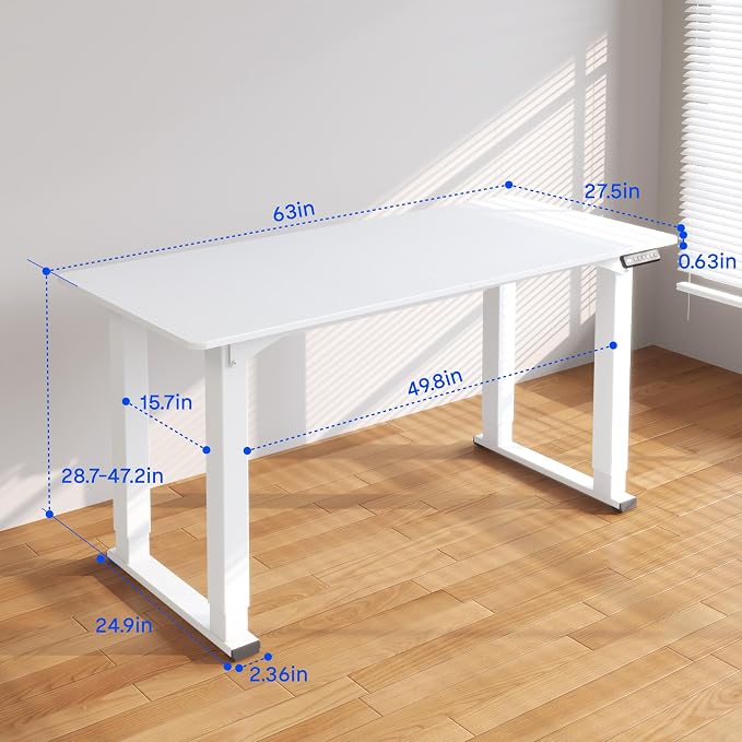 FLEXISPOT 4 Legs Standing Desk 63 x 28 Inch Electric Adjustable Height Desk - Image 3