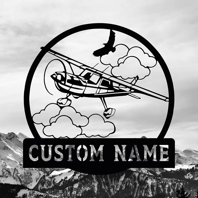 Personalized Metal Airplane Wall Art, Airplane Name Sign, Customized Pilot Name - Image 2