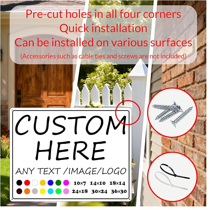 Custom Signs Outdoor-30×24inches-Large size, Prefabricated holes, - Image 4