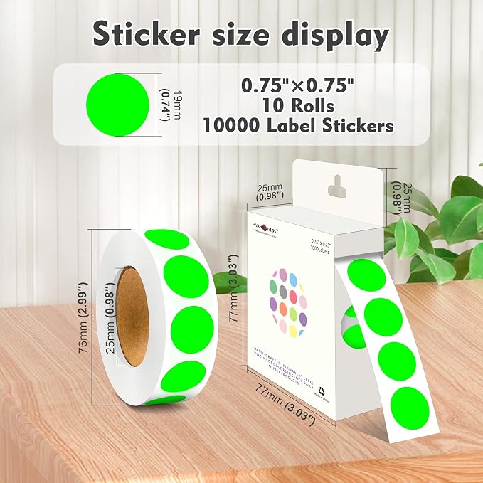 PARLAIM 3/4 Inch Round Permanent Adhesive Color-Code Dot Stickers, 10000 - Image 2