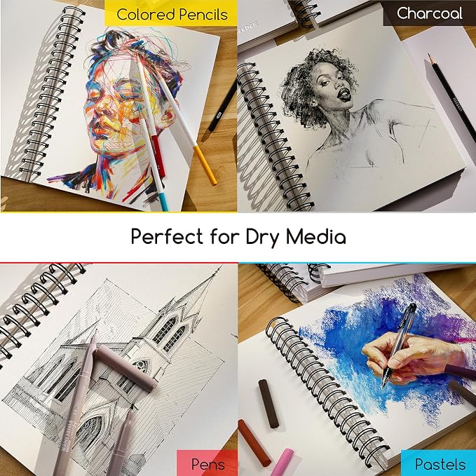 MEEDEN 9"x12" Sketchbook Paper Pad: 122lb/180gsm Spiral Bound Art Sketch Book - Image 7
