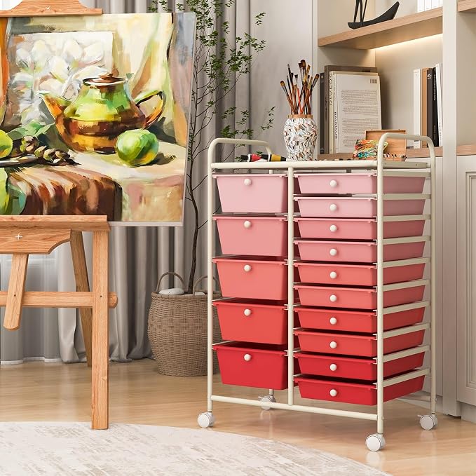 DORTALA 15-Drawer Rolling Storage Cart - Image 4