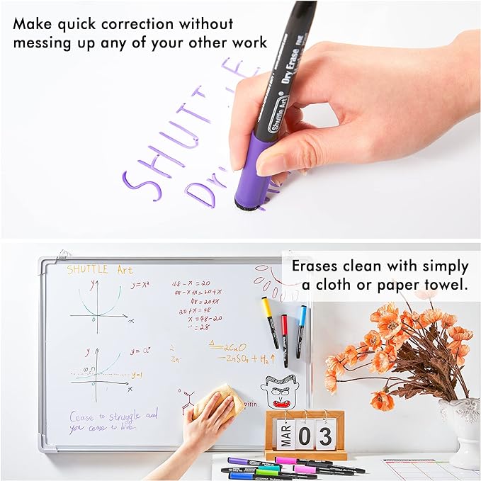 Shuttle Art Dry Erase Markers, 15 Colors Magnetic Whiteboard Markers, Fine Point - Image 5