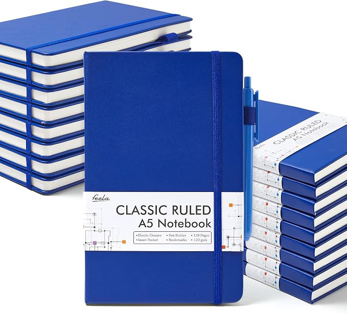 feela College Ruled Notebooks, 18 Pack Business Notebook Bulk Hardcover Lined by feela