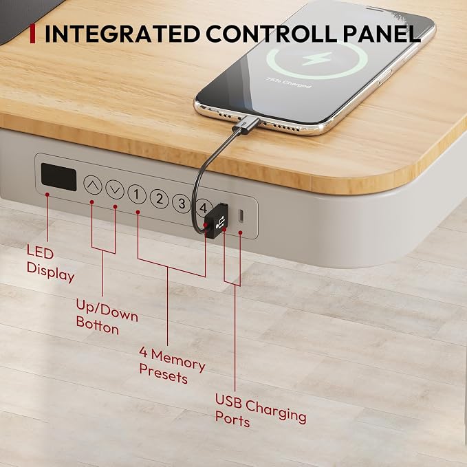 SANODESK Standing Desk with Drawer, Electric Height Adjustable Home Office Desk - Image 5