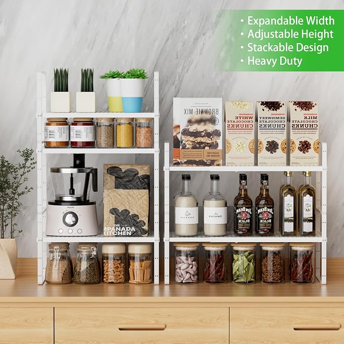 SOFRON Expandable Cabinet Storage Shelf Stackable Organizer Rack - Image 5