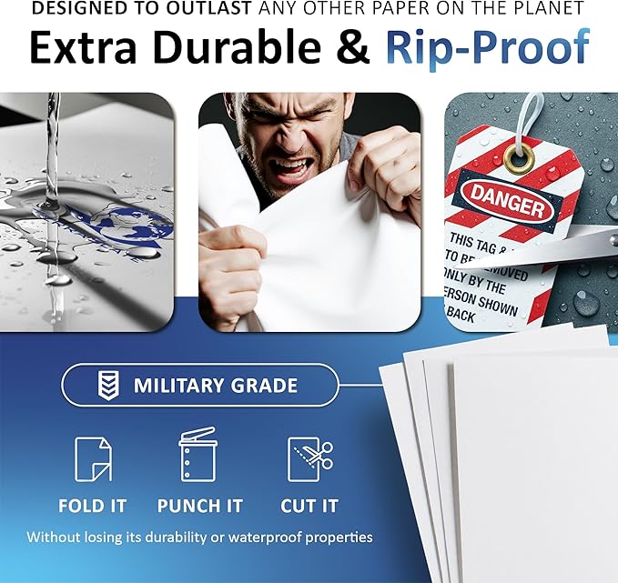 TerraSlate Waterproof Paper, 5 MIL 8.5” x 11”, Laser Printer & Copy Machine - Image 3