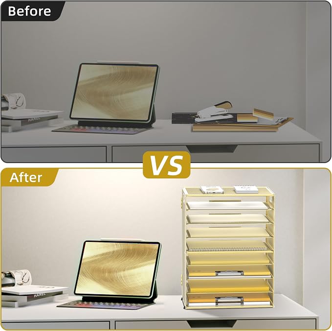 DALTACK 9-Tier Paper Letter Tray Desk Organizer - Image 6