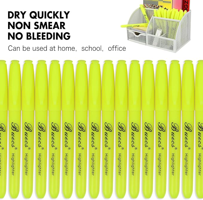 Buecs Highlighters Bulk Pack, Chisel Tip, Fluorescent Yellow, suitable - Image 6