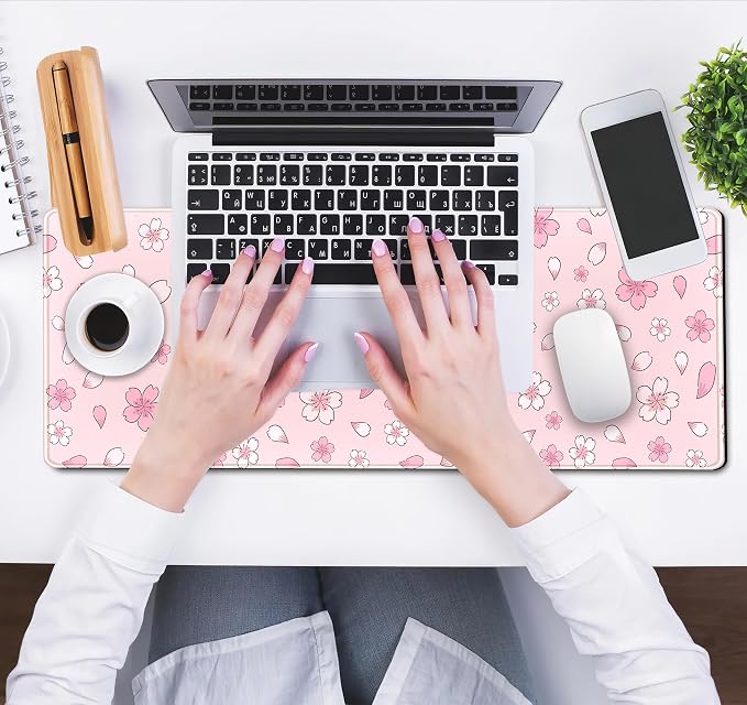 Cherry Blossom Mouse Pad Kawaii Pink XL Large Extended Gaming Desk Mat Cute - Image 5