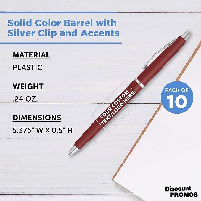 DISCOUNT PROMOS Custom Langham Ballpoint Pens Set of 50, Personalized Bulk Pack - Image 4