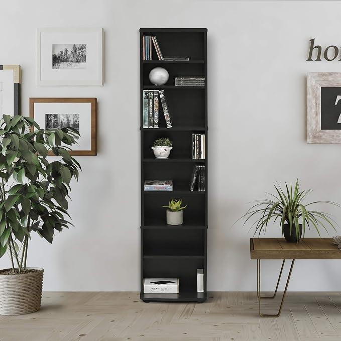 Furinno JAYA DVD Shelf, 8-Tier Tall Narrow CD Rack, Media Shelf - Image 2
