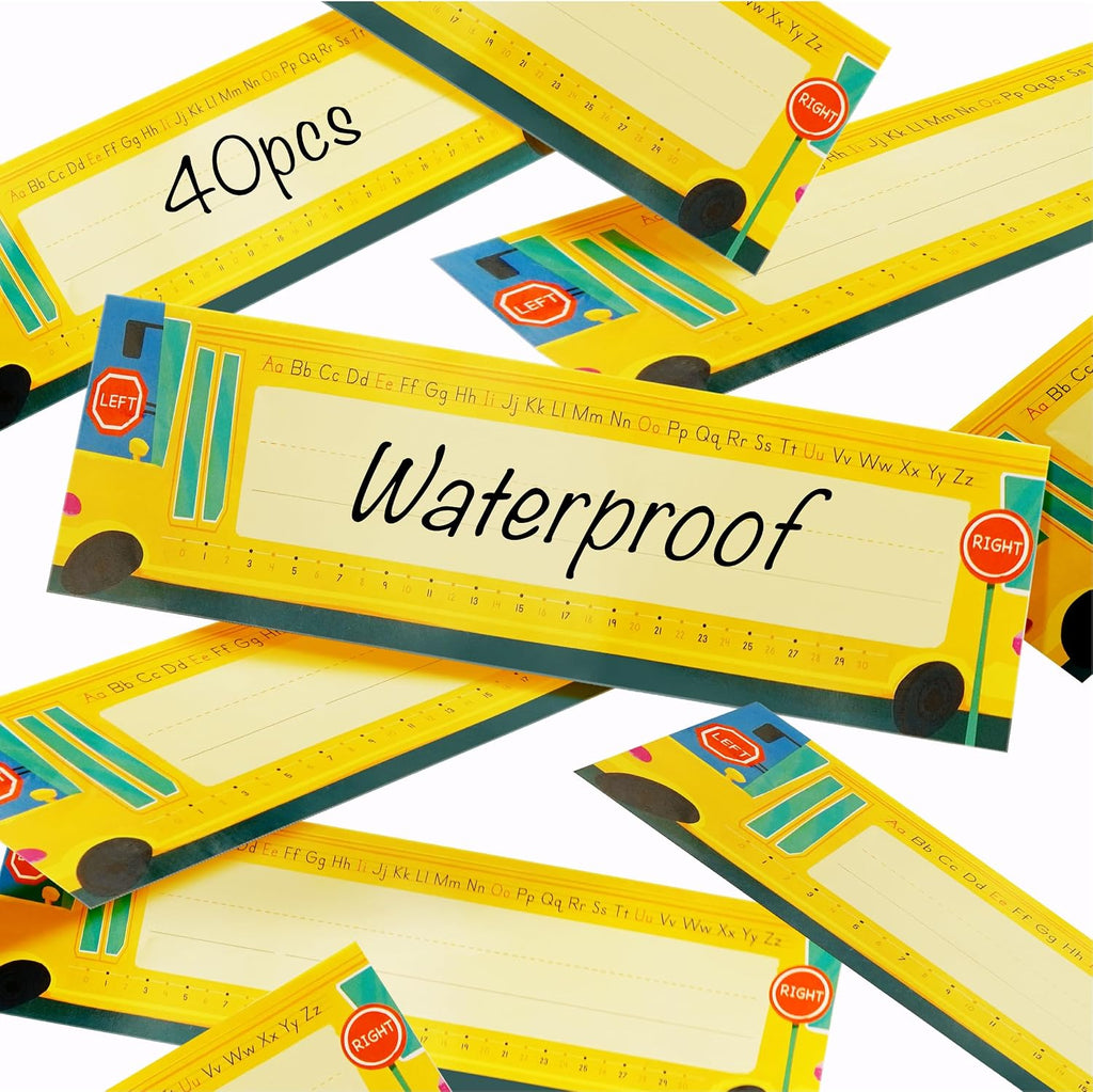 40 PCS Desk Nameplates for Classroom with Alphabet & Number Line (12" x 3.5")