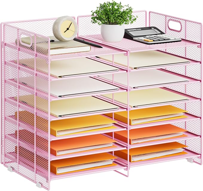 Marbrasse Desktop Literature Organizer, 12 Compartments Mesh Paper Organizer by Marbrasse