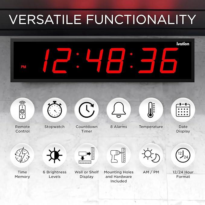 Ivation Huge Oversized 48" Large Digital LED Clock | Big Digital Clock - Image 7
