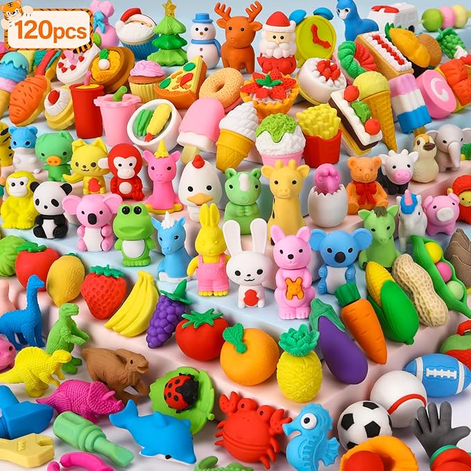 Moosia 120 Pack Animal Pencil Erasers by Moosia