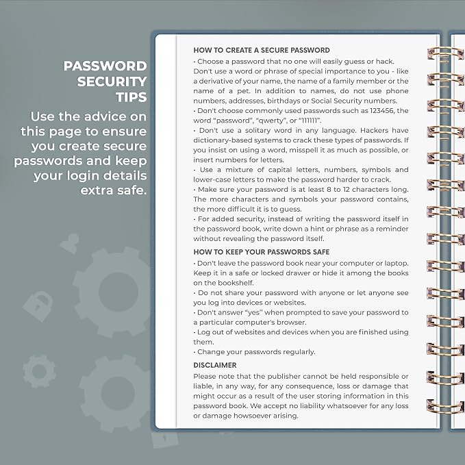 Clever Fox Password Book Spiral – Internet Address & Password Organizer - Image 5