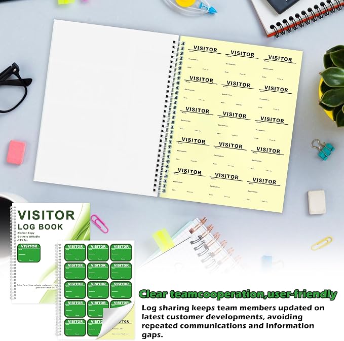 2 Pack Visitor Badges with Carbon Copy Visitor Stickers Letter Size Visitor Log - Image 7
