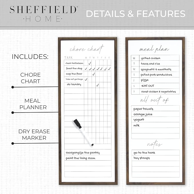 Sheffield Home Set of Two Family Planner Dry Erase Boards Featuring, Chore Chart - Image 4