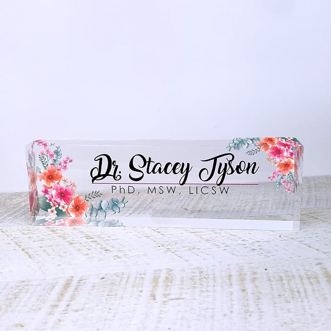 Artblox Personalized Office Desk Name Plate and Business Card Holder | Clear - Image 7