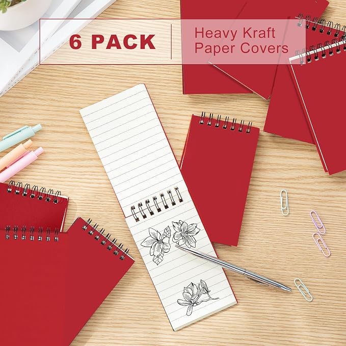 Tenceur 6 Pcs Pocket Notebook Bulk Small 3x5 Inch Spiral Notepads Mini Top - Image 3