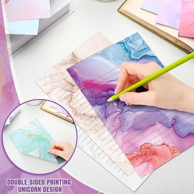 TaoBary 160 Pcs Stationery Paper Set 50 Double Sided Stationery Papers - Image 3