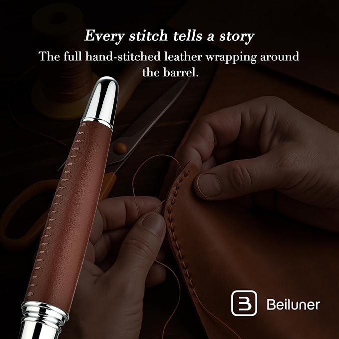 BEILUNER 318 Luxury Personalized Leather Pen, Hand-Stitched Premium Leather - Image 5