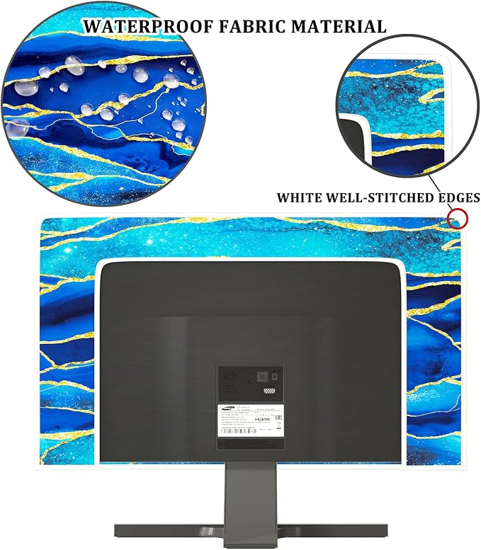 Baocicco Royal Blue Marble Waterproof TV Cover 70 Inch Creative Design Monitor - Image 3