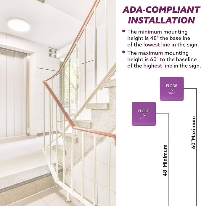 Clean Grey ADA Floor 6 Sign - Image 4