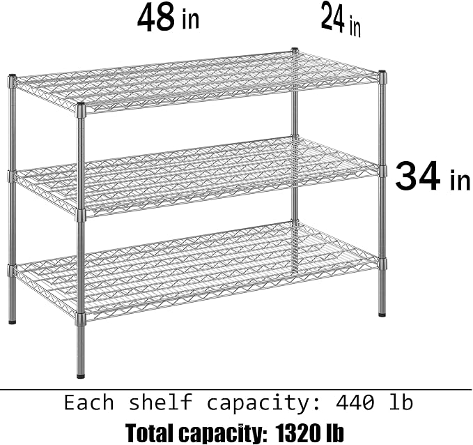 Regal Altair 24" Deep x 48" Wide x 34" Height Wire Shelving Kit | 3-Tier | NSF - Image 3