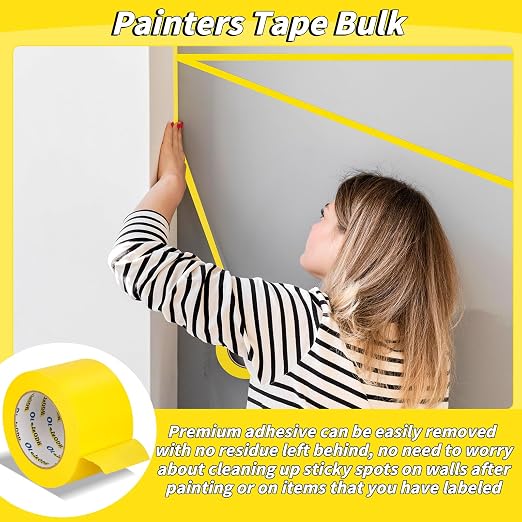 Oleitodh 12 Rolls Yellow Painters Tape Bulk 3 inch x 60 Yards, Painters Masking - Image 4
