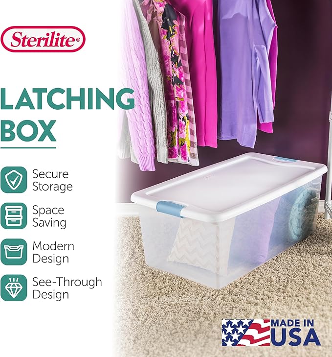 Sterilite 4-Pack Latching Box, Under Bed Storage Bins - Image 3
