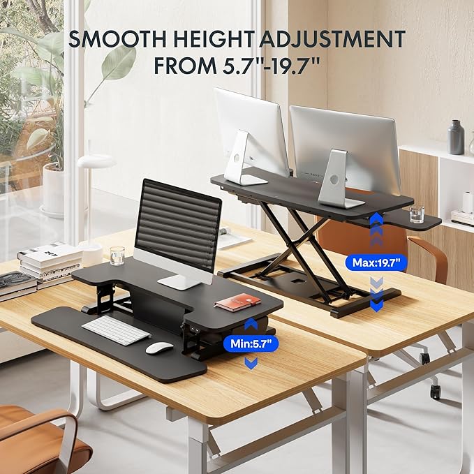 FLEXISPOT 42 inch Electric Motor Desk Converter, Height Adjustable Motorized - Image 6
