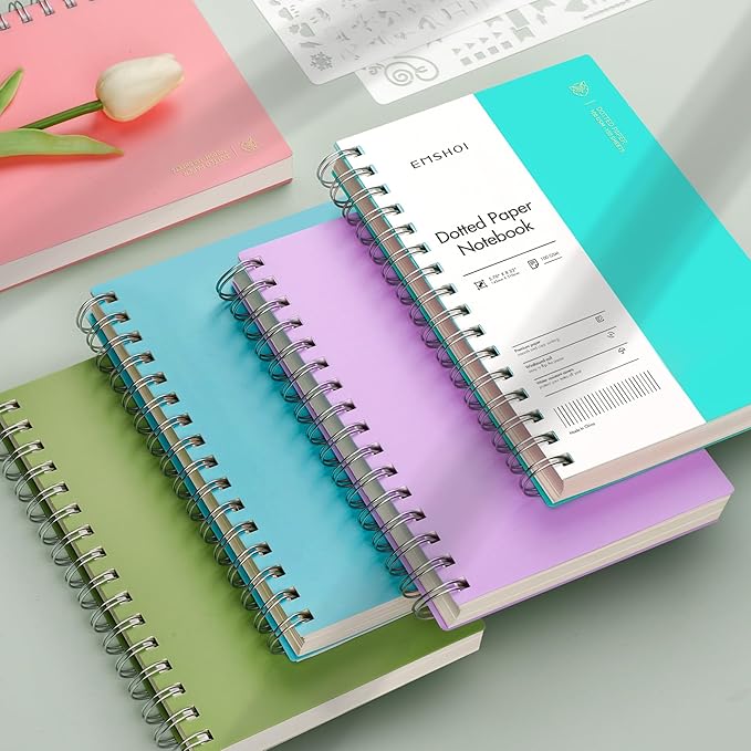 EMSHOI A5 Spiral Notebook Bullet Dotted journal, Small 5.7" X 8.22", 300 - Image 6