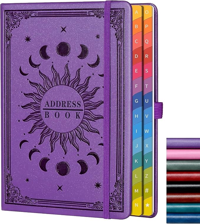 Address Book with Colorful Alphabetical Tabs – Hardcover Contact Organizer by HwxBen