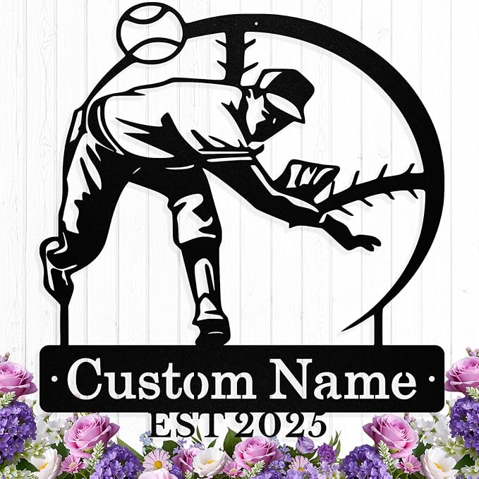 Personalized Baseball Metal Sign Custom Baseball Signs Wall Art, Custom Name by HengMeiZiK