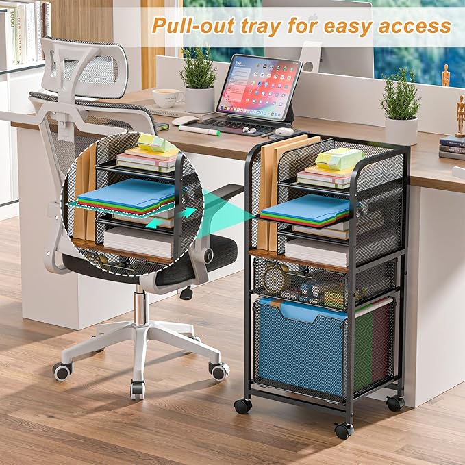 Feyejade 6-Tier Rolling File Cart - Image 4