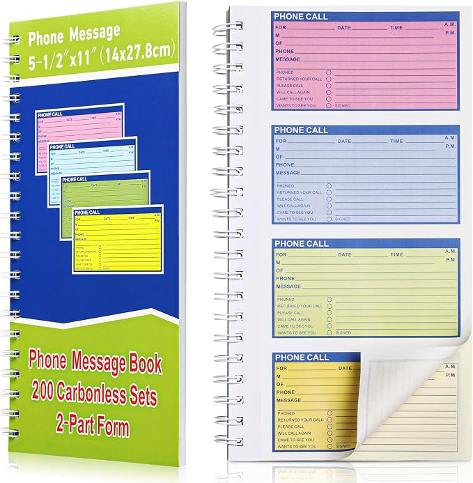 Sinmoe 1 Pcs Spiral Bound Phone Message Book by Sinmoe