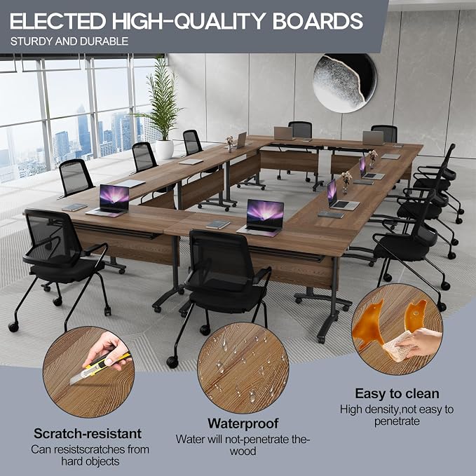 Folding Conference Table 4ft 5ft, Foldable Office Meeting Desk - Image 4