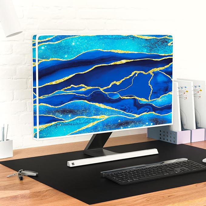 Baocicco Royal Blue Marble Waterproof TV Cover 70 Inch Creative Design Monitor - Image 6