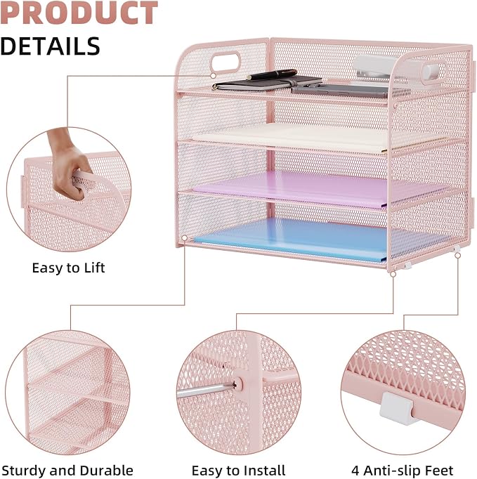 Marbrasse 4 Tier Paper Organizer Letter Tray - Image 4