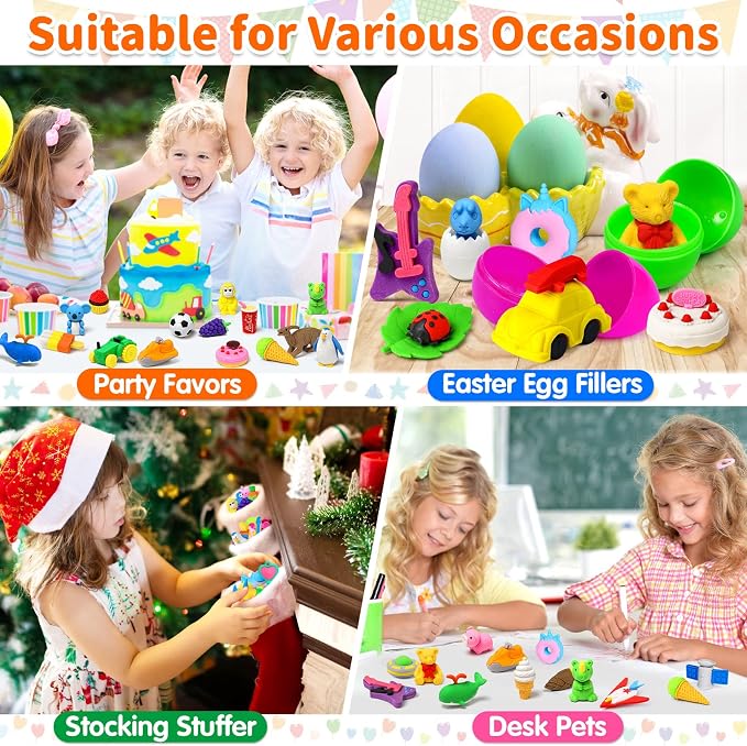 70 Pack Animal Erasers for Kids Bulk Desk Pets Classroom Prizes Treasure Box - Image 8