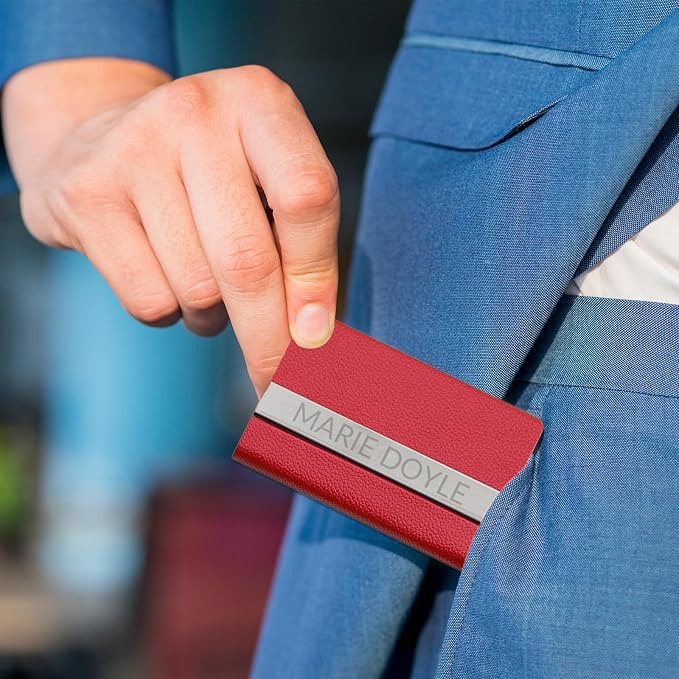 Taikuri Custom Business Card Holder Personalized Engraved Leather Business Card - Image 6