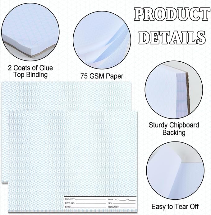 2 Pack 100 Sheets 8.5" x 11" Isometric Graph Paper Pad Landscape - Image 4
