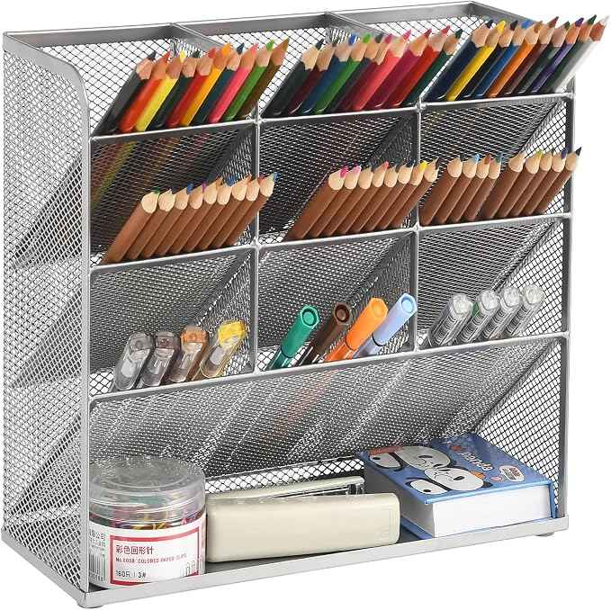 Marbrasse Mesh Desk Organizer, Desktop Stationary Organizer, Storage Rack