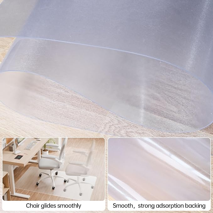 Office Chair Mat for Hardwood Floor, 1/8" Thick 53"x 45" Crystal Clear Hard - Image 5