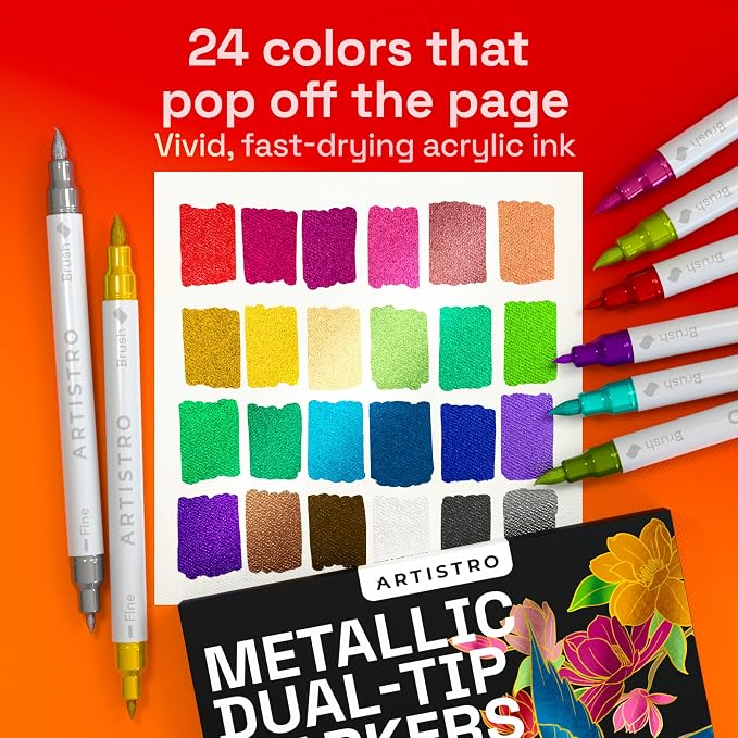 ARTISTRO 24 Metallic Acrylic Paint Markers - Image 3