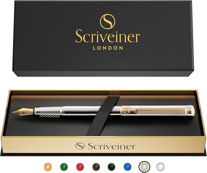 Scriveiner Silver Chrome Fountain Pen - Image 9